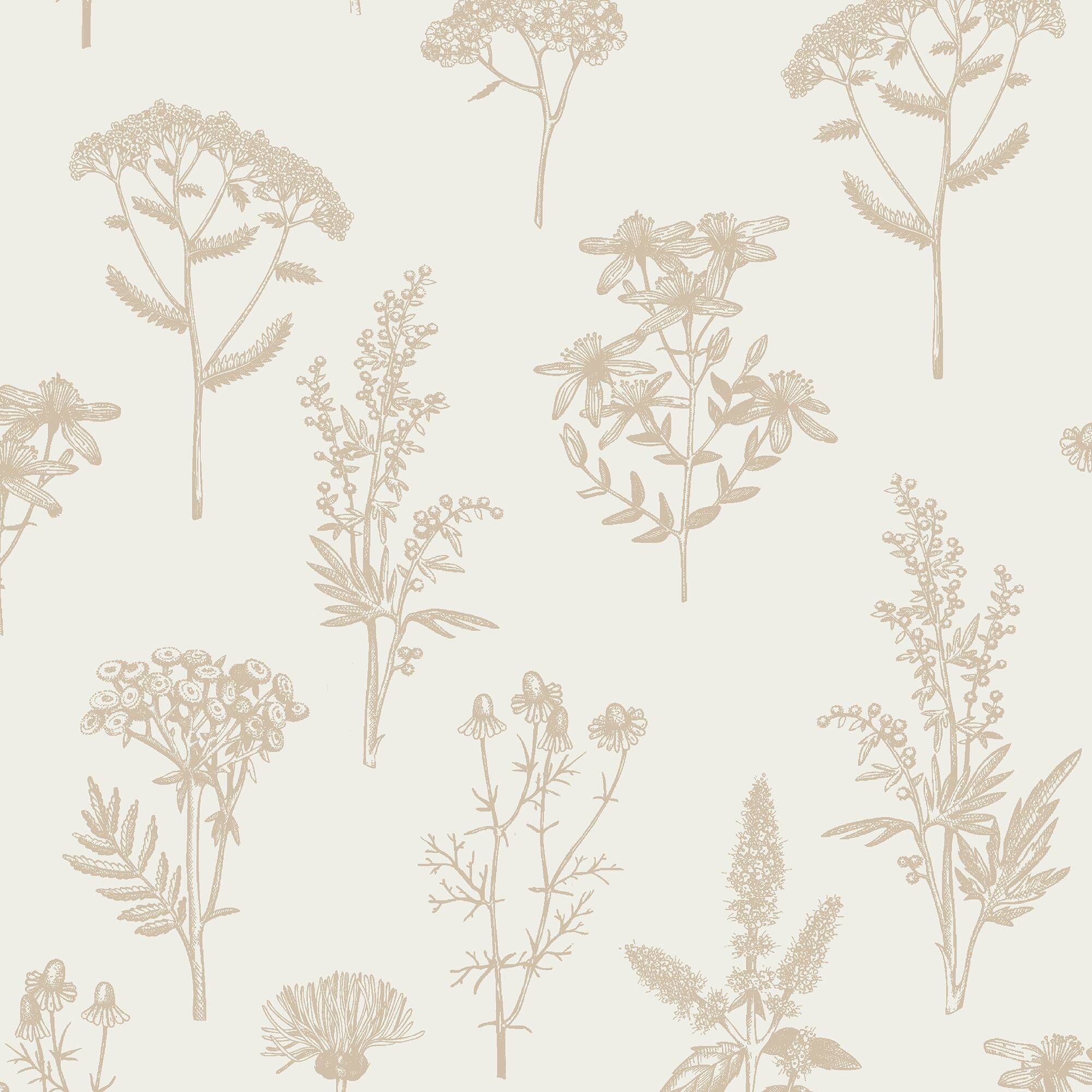 Designs Direct Luminous Botanical Sketch Metallic Wallpaper